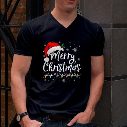 Merry Christmas Lights Santa Hat Xmas Family Matching Pajama T-Shirt - Christmas Unisex T-Shirt/Hoodie/Sweatshirt - TRNN00