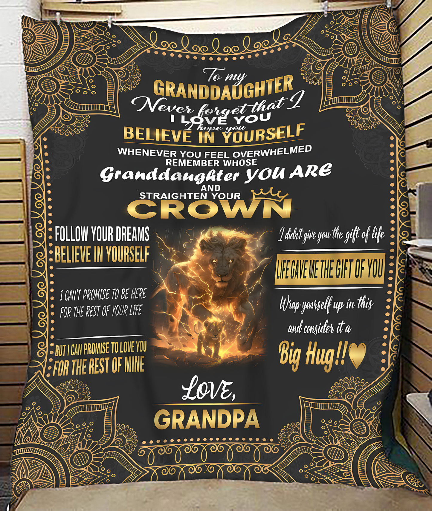 BLANKET FOR GRANDDAUGHTER – COMFORT & WARMTH GIFT FROM GRANDPA  Sherpa Fleece Quilt Blanket NTTD00 (SKUB11-125)