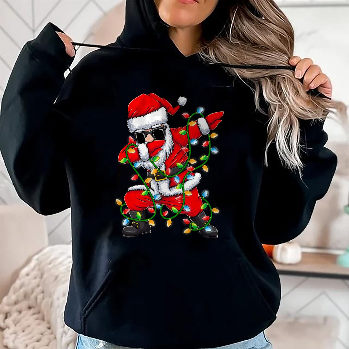 Dabbing Santa Xmas Lights Girls Boys Kids Christmas Gifts T-Shirt - Christmas Unisex T-Shirt/Hoodie/Sweatshirt - TRNN00