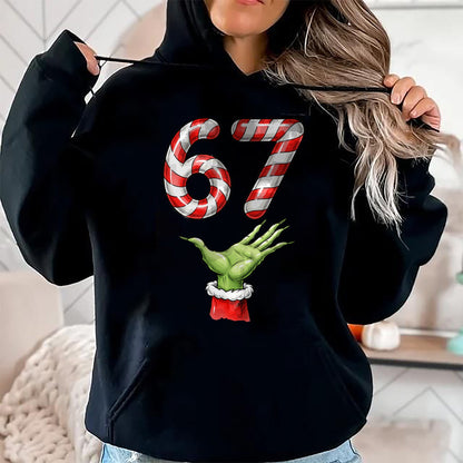 Santa Six Seven 67 Meme Christmas 67 Candy Cane Kids Boys T-Shirt - Christmas Unisex T-Shirt/Hoodie/Sweatshirt - TRNN00