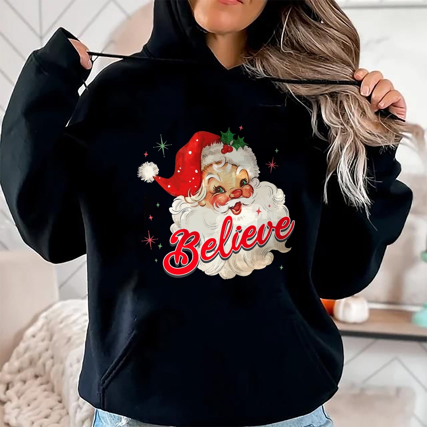 Vintage Santa Claus Believe Christmas Women Boys Girls T-Shirt - Christmas Unisex T-Shirt/Hoodie/Sweatshirt - TRNN00