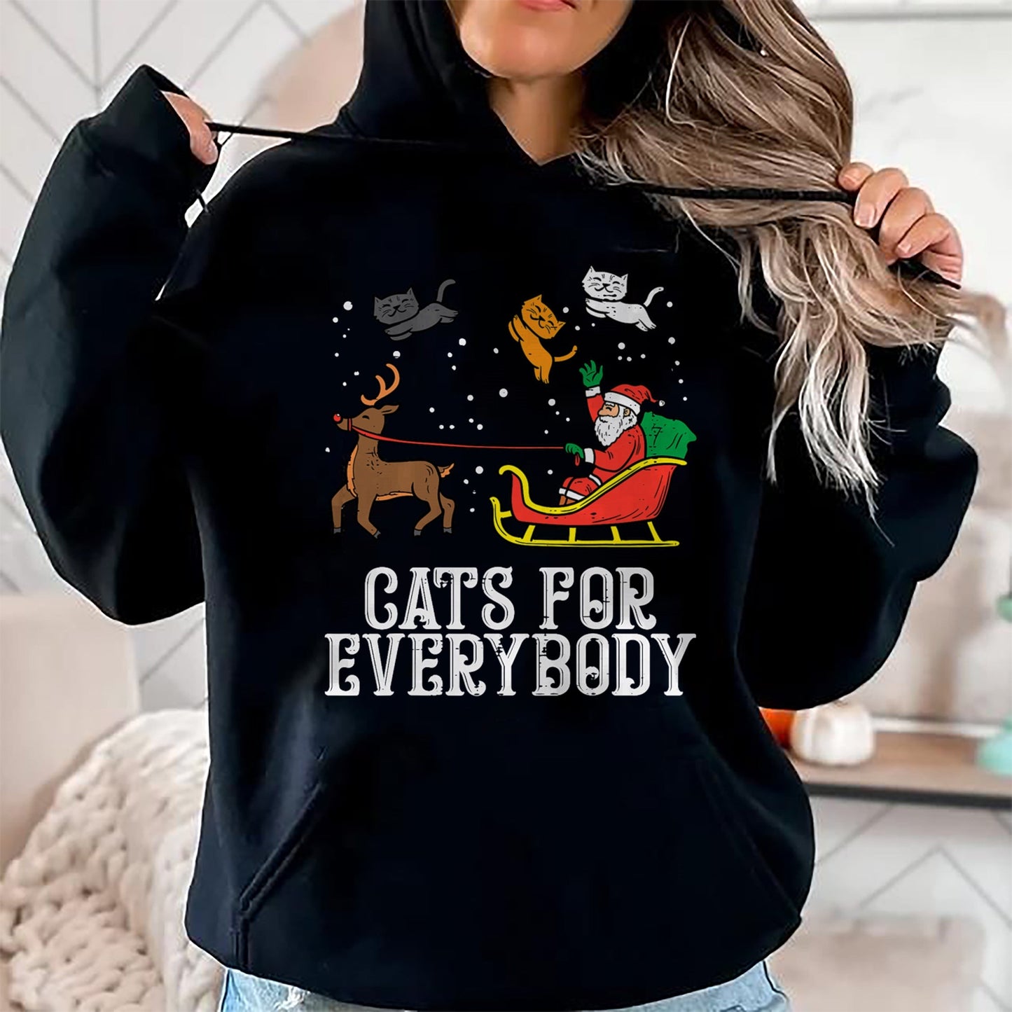 Cats For Everybody Christmas Cat Funny Xmas Women Santa T-Shirt - Christmas Unisex T-Shirt/Hoodie/Sweatshirt - TRNN00