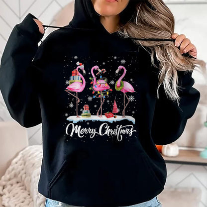 Merry Christmas Hat Santa Flamingo Light Christmas TRNN T-Shirt - Christmas Unisex T-Shirt/Hoodie/Sweatshirt - TRNN00