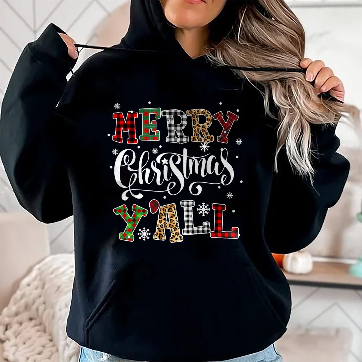 Merry Christmas Ya'll Leopard Buffalo Plaid Pajama Family T-Shirt - Christmas Unisex T-Shirt/Hoodie/Sweatshirt - TRNN00