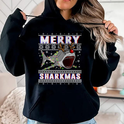 Funny Sharkmas Shark Ugly Christmas Sweaters T-Shirt - Christmas Unisex T-Shirt/Hoodie/Sweatshirt - TRNN00