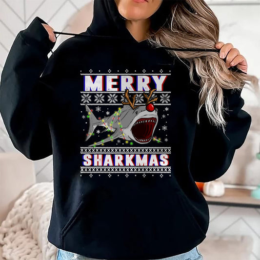 Funny Sharkmas Shark Ugly Christmas Sweaters T-Shirt - Christmas Unisex T-Shirt/Hoodie/Sweatshirt - TRNN00