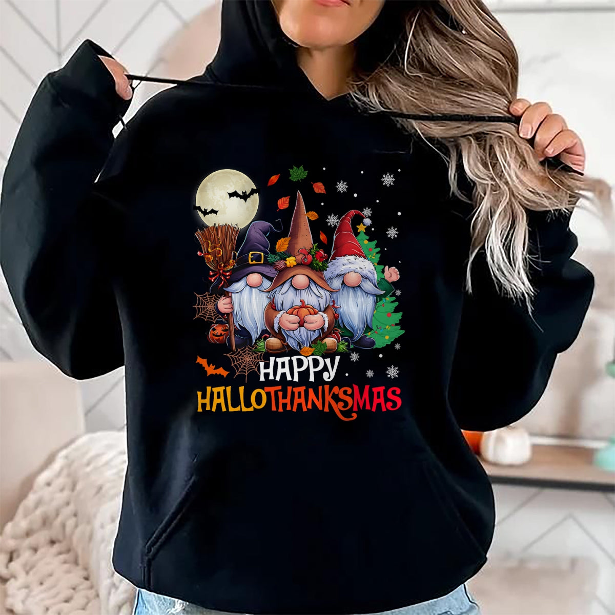 Happy Hallothanksmas Gnomes Lover Halloween Merry Christmas T-Shirt - Christmas Unisex T-Shirt/Hoodie/Sweatshirt - TRNN00
