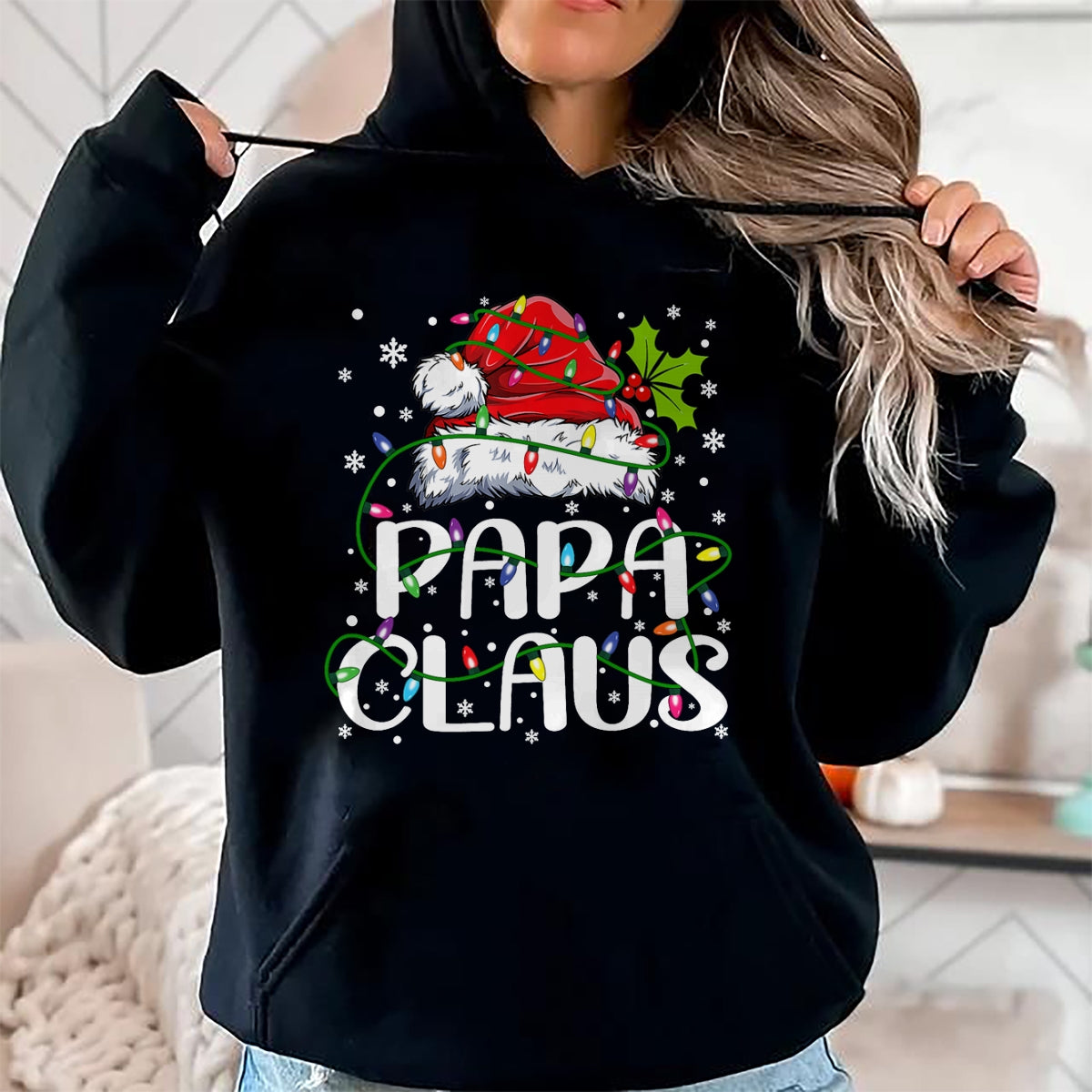 Papa Claus Christmas Lights Pajama Family Matching T-Shirt - Christmas Unisex T-Shirt/Hoodie/Sweatshirt - TRNN00