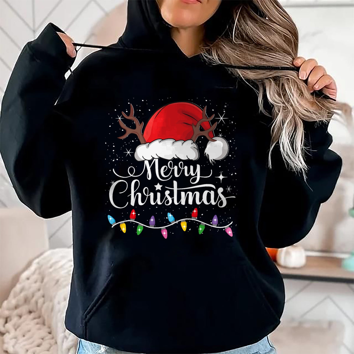Merry Christmas Red Santa Hat Reindeer Xmas Family Men Women T-Shirt - Christmas Unisex T-Shirt/Hoodie/Sweatshirt - TRNN00