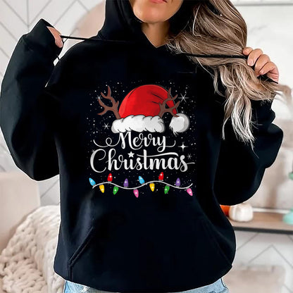 Merry Christmas Red Santa Hat Reindeer Xmas Family Men Women T-Shirt - Christmas Unisex T-Shirt/Hoodie/Sweatshirt - TRNN00