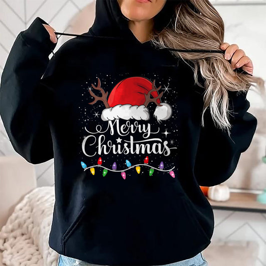 Merry Christmas Red Santa Hat Reindeer Xmas Family Men Women T-Shirt - Christmas Unisex T-Shirt/Hoodie/Sweatshirt - TRNN00