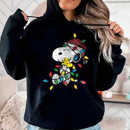 Peanuts - Snoopy Woodstock Christmas Lights T-Shirt - Christmas Unisex T-Shirt/Hoodie/Sweatshirt - TRNN00