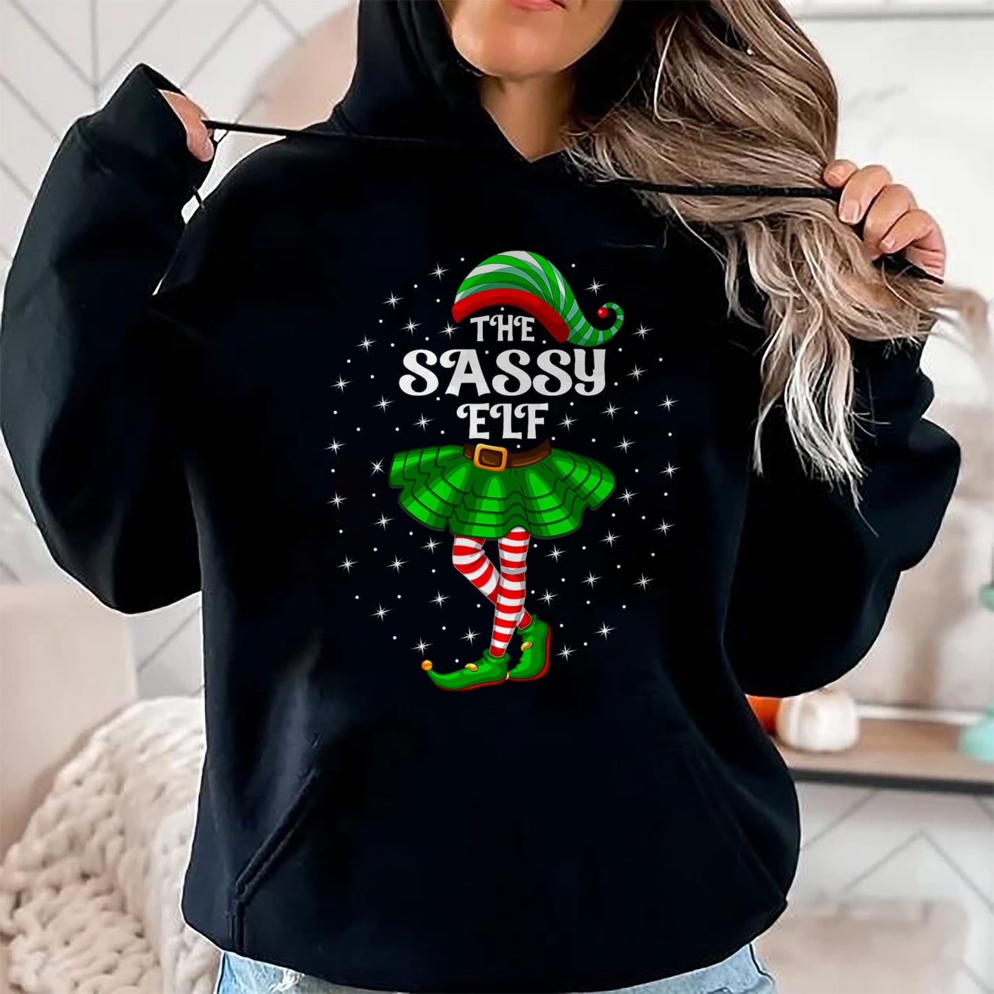 Xmas Family Matching Women Girls Mom The Sassy Elf Christmas T-Shirt - Christmas Unisex T-Shirt/Hoodie/Sweatshirt - TRNN00