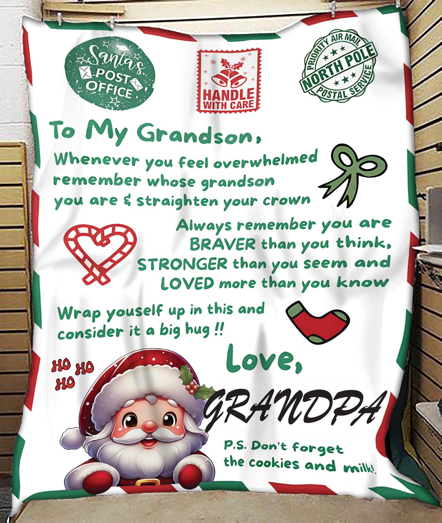 BLANKET FOR GRANDSON – COMFORT & WARMTH GIFT FROM GRANDPA  Sherpa Fleece Quilt Blanket NTTD00 (SKUB10-182)