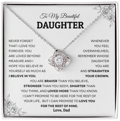 For My Daughter From Dad - Premium Love Knot Necklace