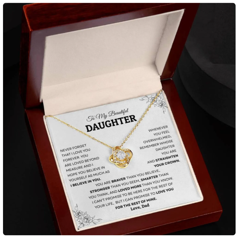 For My Daughter From Dad - Premium Love Knot Necklace