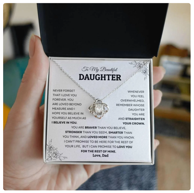 For My Daughter From Dad - Premium Love Knot Necklace