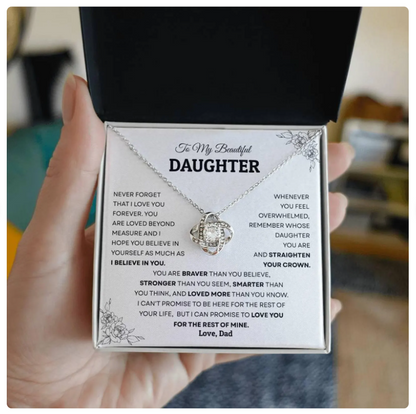 For My Daughter From Dad - Premium Love Knot Necklace