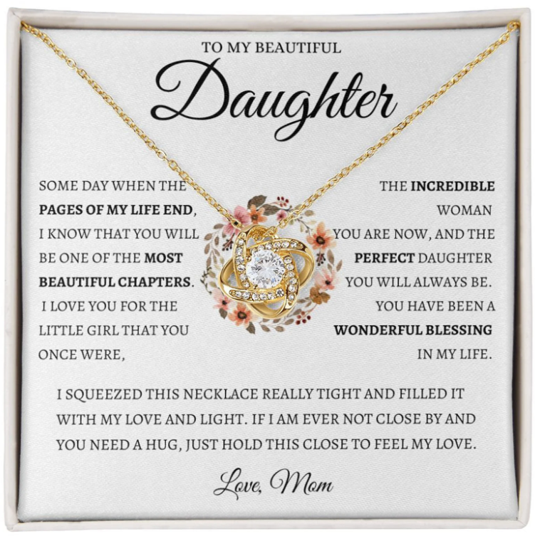 For My Daughter From Mom - Premium Love Knot Necklace