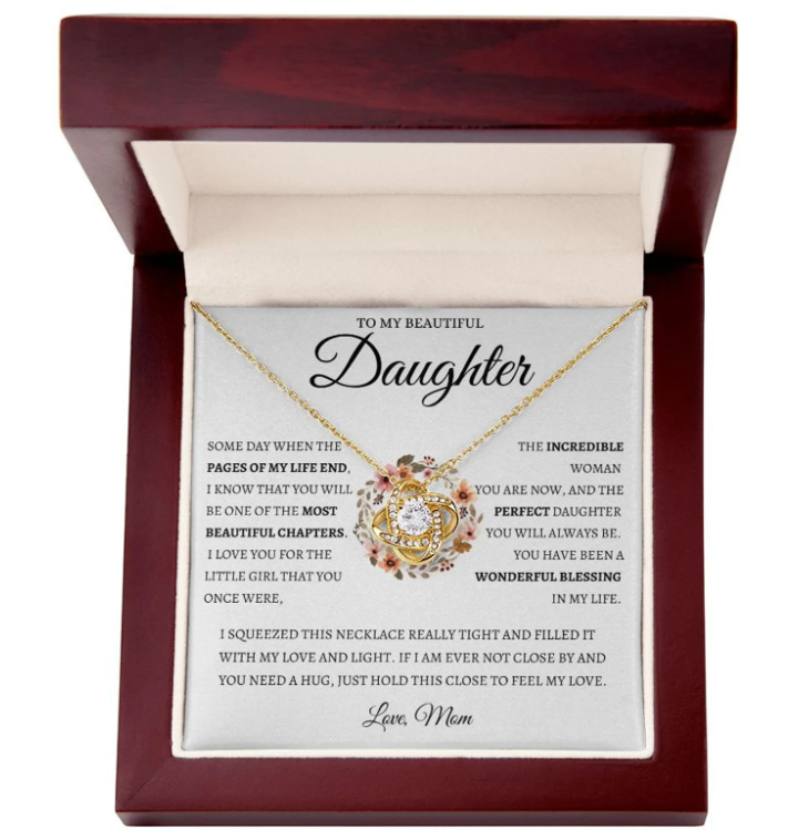 For My Daughter From Mom - Premium Love Knot Necklace