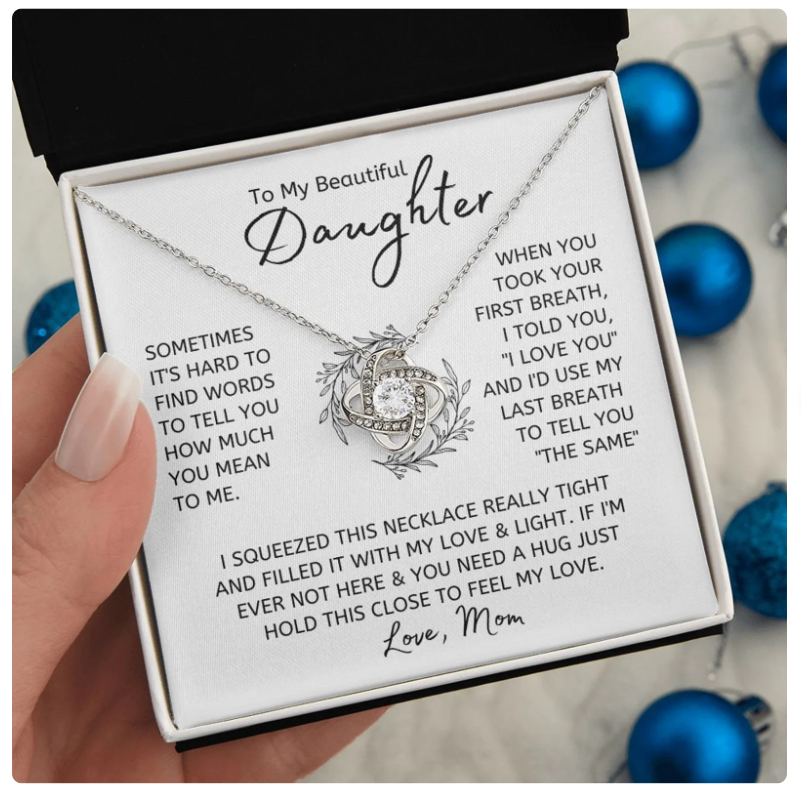 For My Daughter From Mom Premium Love Knot Necklace