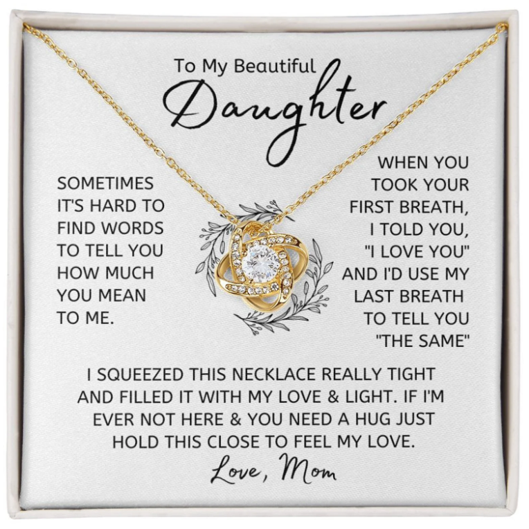 For My Daughter From Mom Premium Love Knot Necklace