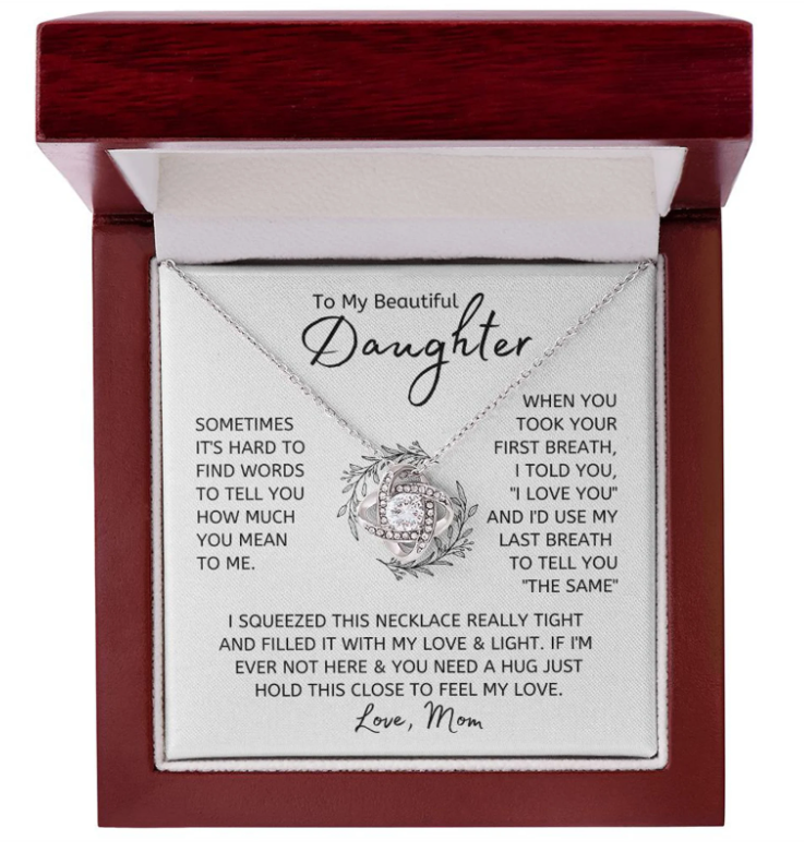For My Daughter From Mom Premium Love Knot Necklace