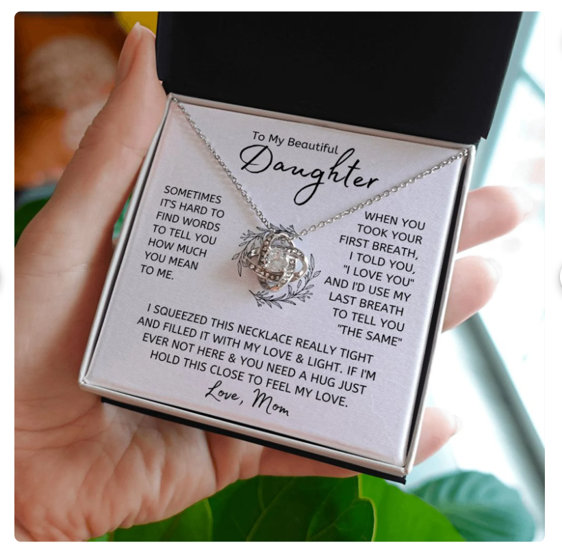 For My Daughter From Mom Premium Love Knot Necklace