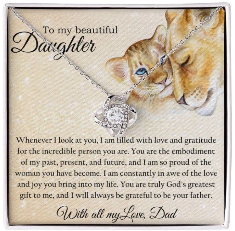 For My Daughter From Mom and Dad - Premium Love Knot Necklace