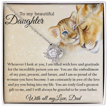 For My Daughter From Mom and Dad - Premium Love Knot Necklace