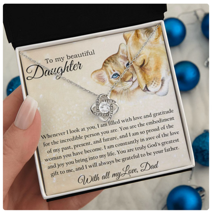 For My Daughter From Mom and Dad - Premium Love Knot Necklace