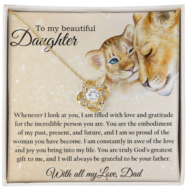 For My Daughter From Mom and Dad - Premium Love Knot Necklace