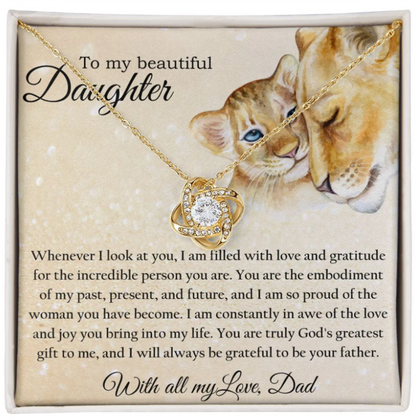 For My Daughter From Mom and Dad - Premium Love Knot Necklace