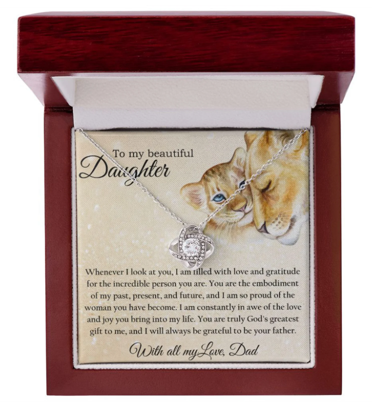 For My Daughter From Mom and Dad - Premium Love Knot Necklace