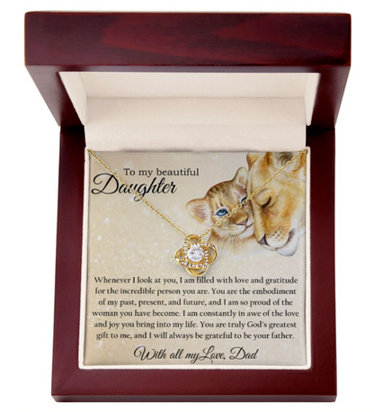 For My Daughter From Mom and Dad - Premium Love Knot Necklace