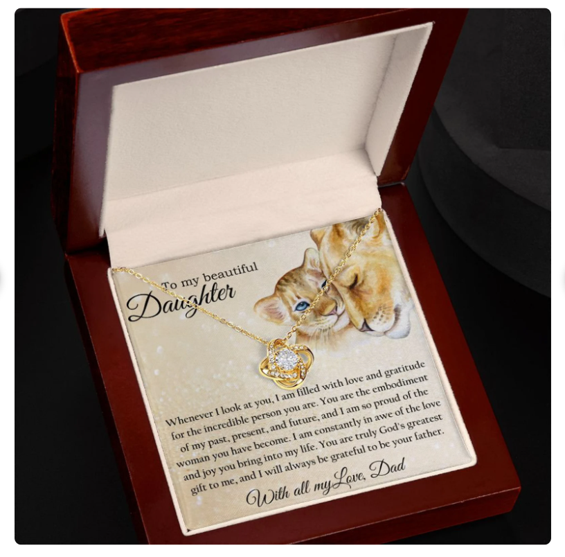 For My Daughter From Mom and Dad - Premium Love Knot Necklace