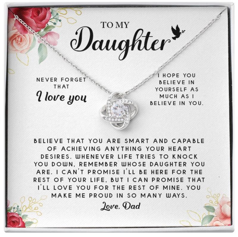 For My Daughter From Dad - Premium Love Knot Necklace