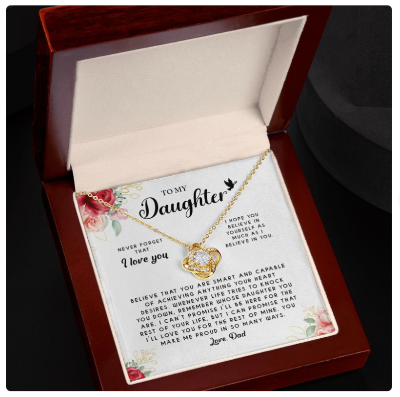 For My Daughter From Dad - Premium Love Knot Necklace