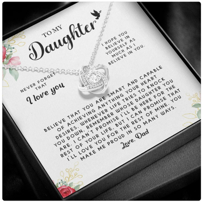 For My Daughter From Dad - Premium Love Knot Necklace