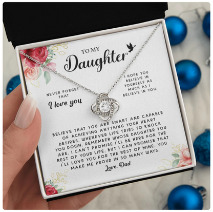 For My Daughter From Dad - Premium Love Knot Necklace