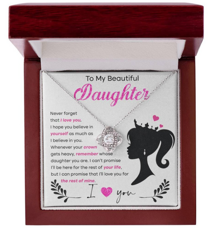 For My Daughter From Mom - Premium Love Knot Necklace