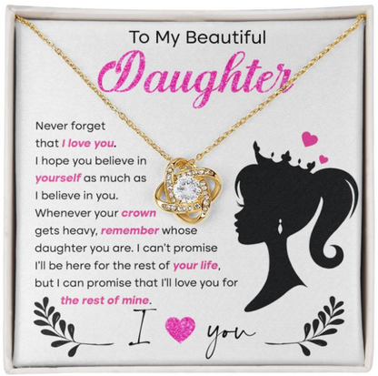 For My Daughter From Mom - Premium Love Knot Necklace