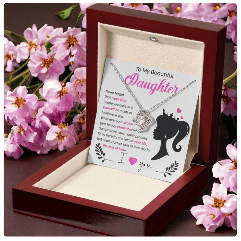 For My Daughter From Mom - Premium Love Knot Necklace