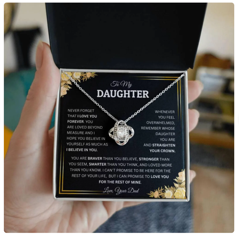 For My Daughter From Dad - Premium Love Knot Necklace