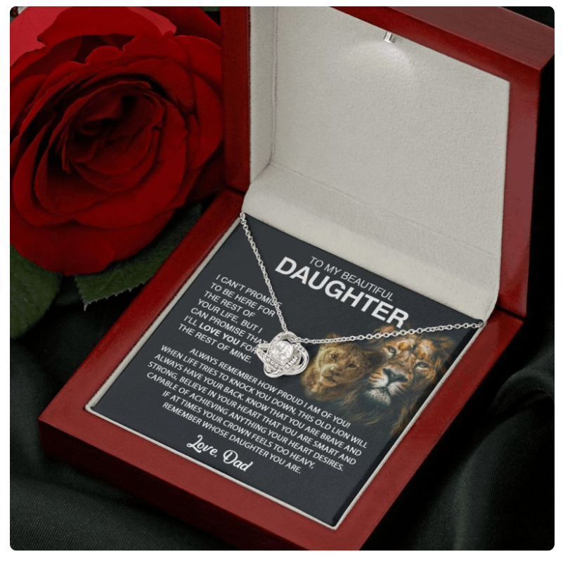 For My Daughter From Dad - Premium Love Knot Necklace