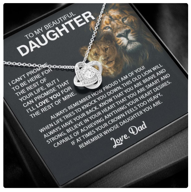 For My Daughter From Dad - Premium Love Knot Necklace