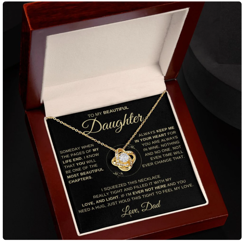 TO MY DAUGHTER FROM DAD - Premium Love Knot Necklace