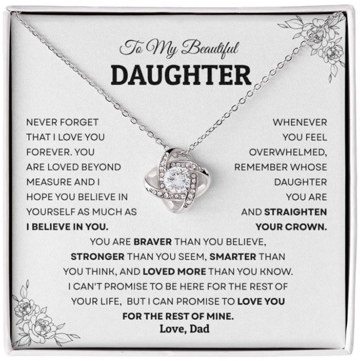 For My Daughter From Dad - Premium Love Knot Necklace