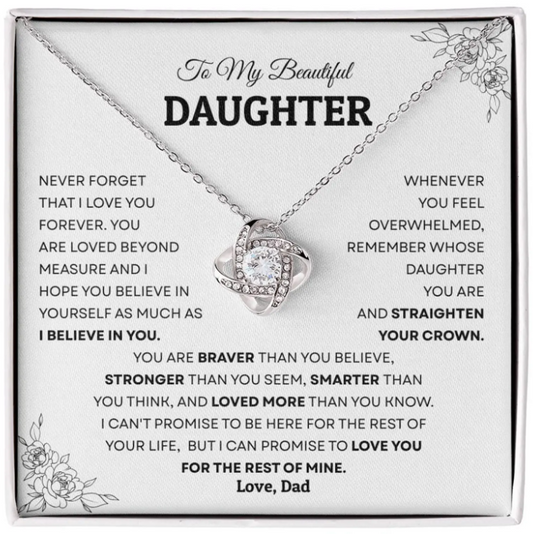 For My Daughter From Dad - Premium Love Knot Necklace