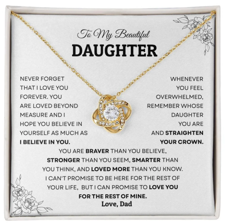 For My Daughter From Dad - Premium Love Knot Necklace
